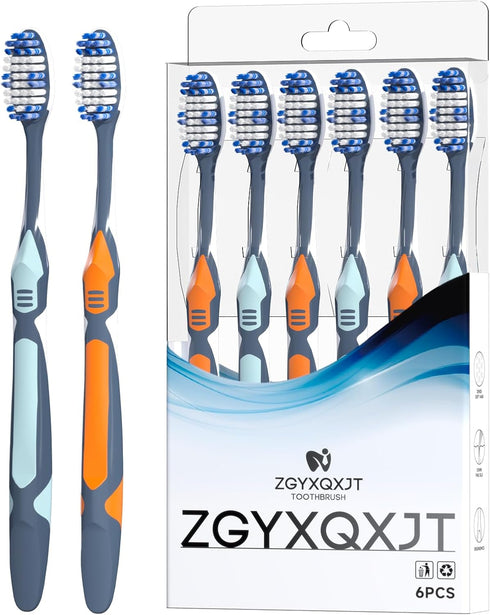 Soft Toothbrushes for Adults Dollar, Manual Toothbrush, Wave Shaped Bristles for Excellent Cleaning Effect, Anti Slip Handle (6 Packs)...
