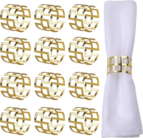 LogHog Delicate Christmas Gold Napkin Rings Set of 12, Ideal Table Setting Napkin Buckles for Christmas, Thanksgiving, Wedding, Parties, Holiday (...