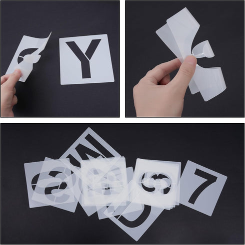 4 Inch Letter Stencils Numbers 36Pcs Alphabet Stencils Reusable Plastic Stencils Letters and Numbers Art Craft Stencil for Painting on Wood Wall C...