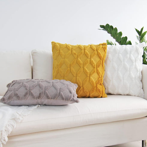 JOJUSIS Plush Short Wool Velvet Decorative Throw Pillow Covers Luxury Style Cushion Case Faux Fur Pillowcases for Sofa Bedroom Pack of 2 18 x 18 I...
