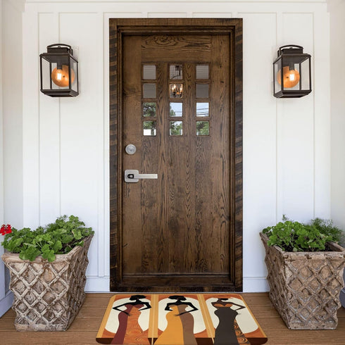 African Woman Entrance Welcome Door Mat, Soft Kitchen Rugs Indoor Floor Doormat Black Girls Washable Home Carpet Decor 23.6x15.7 in...