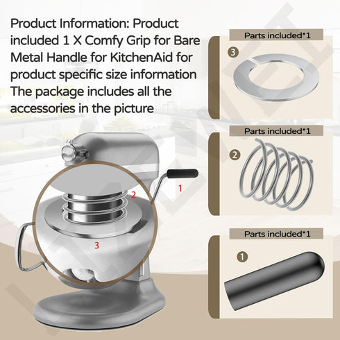 Comfy Grip for Bare Metal Handle for KitchenAid Bowl-Lift Stand Mixers 5 Plus Bowl-Lift, 5 Qt Bowl-Lift, 8 Qt Bowl-Lift - Comfortable non-slip Gri...
