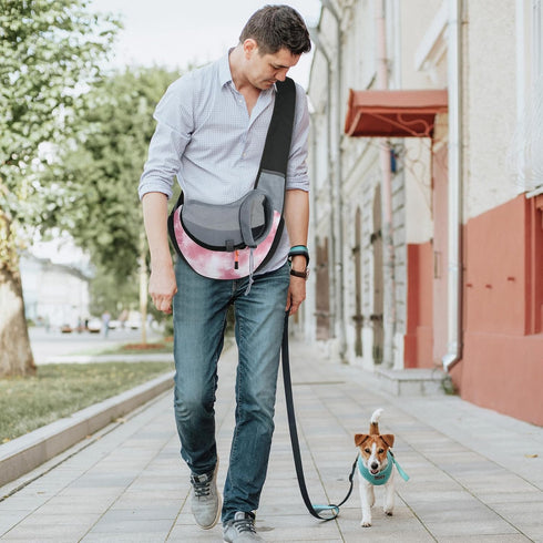 Cosmos Pet Dog Sling Carrier Breathable Mesh Pet Sling Bag Travel Pet Safe Carrier Hand Free Puppy Satchel with Padded Strap and Safety Rope for S...