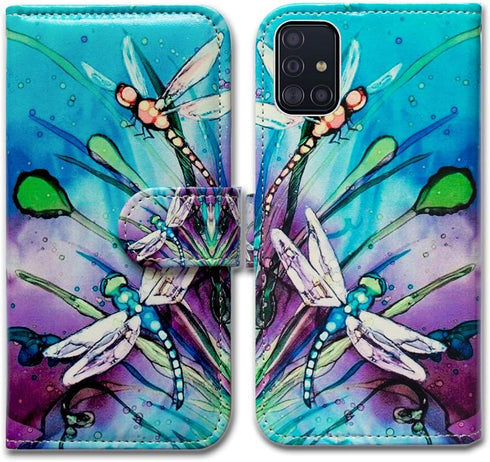 Wallet Case for Galaxy A51, Cute Dragonfly Leather Flip Wallet Case Cover with Card Slot Holder Kickstand for Samsung Galaxy A51...