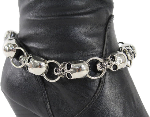 TFJ Women Boot Bracelet Chains Bling Metal Skeleton Skulls Western Fashion Anklet Shoe Charm Silver...