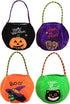 4 Styles Halloween Goody Bags Trick or Treat Candy Bags Velvet Tote Bags Gift Basket for Kids Party Favor, Pumpkin Ghost Black Cat Witch Halloween...