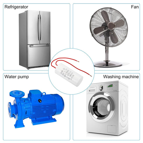 PATIKIL CBB60 40uF Running Capacitor,1Pcs AC 450V 50/60Hz Cylinder Bottom with 2 Wires 16cm for Washing Machine,Water Pump Motor Star,1.64 x 3.51i...