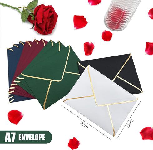 50 PCS Invitation Envelopes, 5x7 Envelopes for Invitations White Envelopes for 5x7 Cards A7 Luxury Envelopes Mailing Envelopes for Wedding, Gradua...
