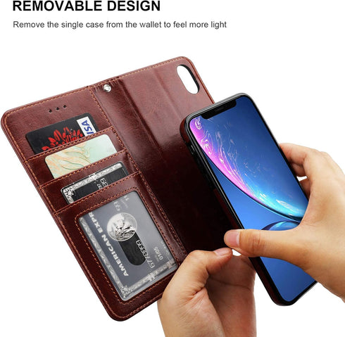 Bocasal for iPhone Xr Wallet Case with Card Holder PU Leather Magnetic Detachable Kickstand Shockproof Wrist Strap Removable Flip Cover for iPhone...