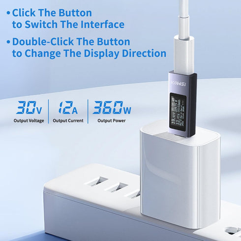 USB C Power Meter USB C Tester, USB Multimeter 4-30V 0-12A Voltage Current Capacity Energy Power Digital Tester for Tablet Chargers Power Bank Cab...