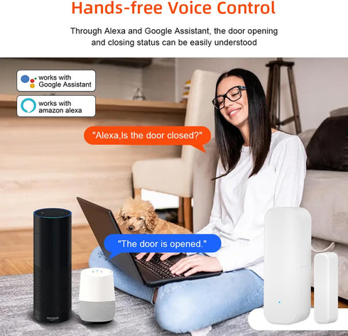 Smart WiFi Door Sensor: Wireless Window Sensor with App Notification Alert, Tuya Door Open Contact Sensor for Home Security, No Hub Required, Comp...