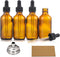 AOZITA 4 Pack, 2 oz Dropper Bottles with 1 Funnel & 4 Labels - 60ml Thick Dark Amber Glass Tincture Bottles with Eye Droppers - Leakproof Essentia...