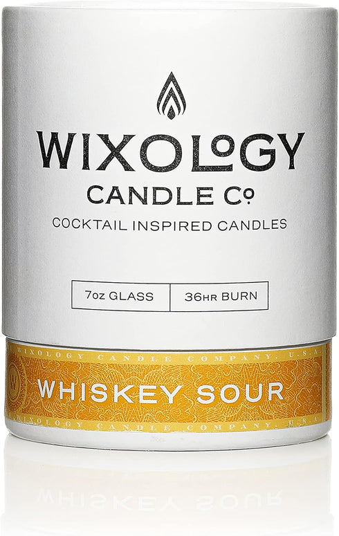 Wixology Cocktail Inspired Whiskey Sour Soy Candle - Lemon and Sugar Scented Candle in Reusable Rocks Glass - Made in Kentucky - 7 oz (Whiskey Sou...