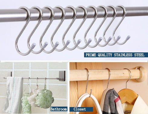 20 Pack 3.4" S Shaped Hooks Stainless Steel Metal Hangers Hanging Hooks for Kitchen, Work Shop, Bathroom, Garden...