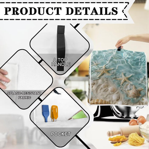 Beach Theme Stand Mixer Cover for Kitchen Aid Mixers Accessories, Mixer Cover for Stand Mixer with Pockets, Suitable for Kitchen Mixer Cover...