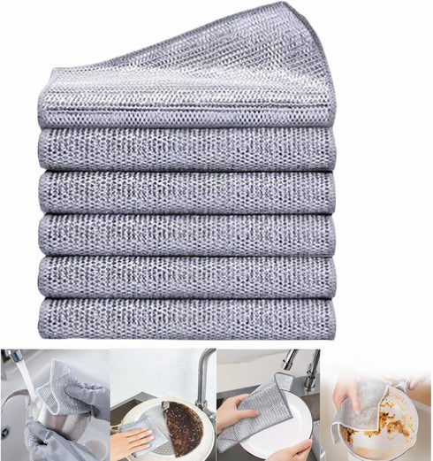 2024 New Cleaning Sponges Multipurpose Wire Miracle Cleaning Cloths, 6 Pack Wire Dishwashing Rags for Non-Stick Cookware, Kitchen, Sinks, Scrubs &...