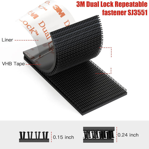 Dual Lock Reclosable Fasteners, 1" x 3.3ft Heavy Duty Mounting Tape with Adhesive Black Fastener 400 for Indoor/Outdoor Use(Self-Mating)...