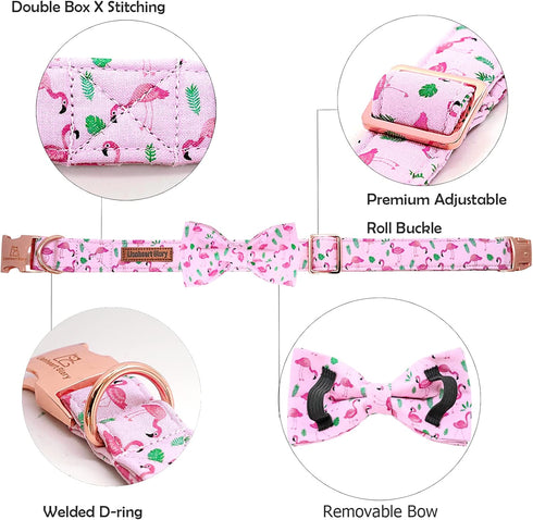 Lionheart glory Dog Bow Collar Valentine's Day Dog Collar for Small Dogs, pink Dog Collar with Bowtie Spring Dog Collar Pet Collar Bows...