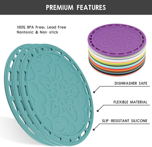 Smithcraft Silicone Trivet Mat Big Round Silicone Pot Holder Hot Pads and Trivets for Hot Dishes and Hot Pots, Hot Mats for Countertops, Tables, S...