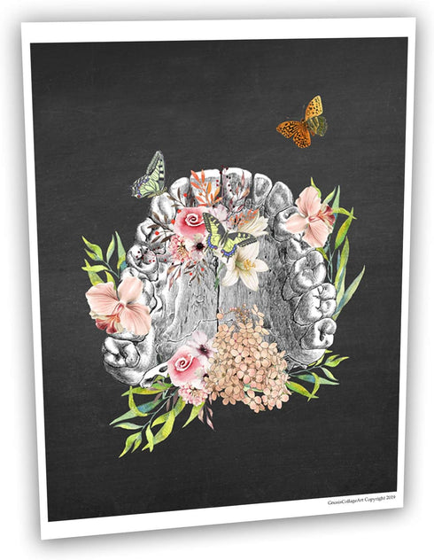 GnosisCollageArt Dental Art Human Teeth Anatomy Flower Butterflies Set of 2 Unframed Prints...
