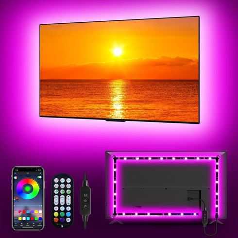 Daymeet LED TV Lights RGB Led Backlight, 16.4ft TV Light Strip for 65-85 inch TV Behind, Music Sync TV Light USB Bluetooth APP Remote Control RGB ...