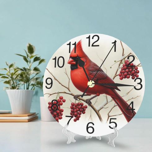 KiuLoam Winter Bird Round Wall Clock Silent Non Ticking Battery Operated Easy to Read for Student Office School Home Decorative Clock Art...