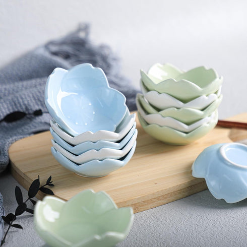 Beautiful 3 Inches Sakura Shaped Ceramics Seasoning Dishes/Tea Bag Holders/Ketchup Saucer/Appetizer Plates/Vinegar Spice Salad Soy Sushi Wasabi Se...