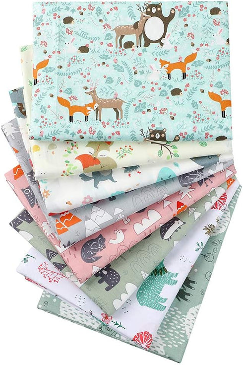 Hanjunzhao Cute Animals Print Quilting Fabric, Pre-cut Fat Quarters Fabric Bundles for Quilting Sewing,18 x 22 inches...