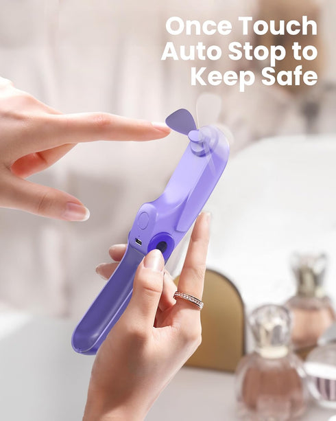 Koonie Portable Handheld Fan, Foldable Mini Hand Held Fan for Travel, Small Pocket Fan for Women, Battery Operated Fan with 8 Working Hours for In...