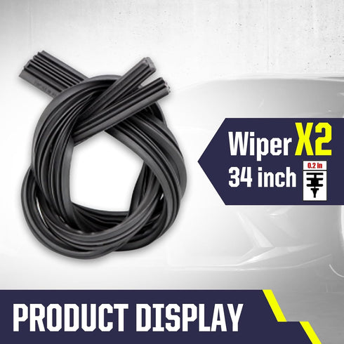 4 PCS Automotive Wiper Strip, 0.23" x 26" Frameless T-shape Windshield Cleaning Replacement Noiseless Rubber Strip, DIY Cutting Length Accessories...