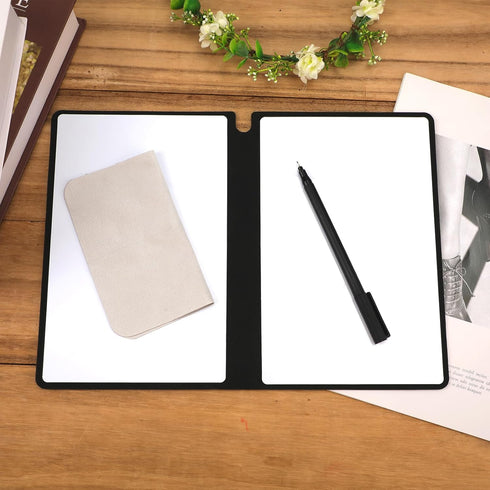 Portable Dry Erase Notebook, Reusable A5 Small Whiteboard with Marker Cleaning Cloth Double-Sided Dry Erase Writing Board for Office School Home B...
