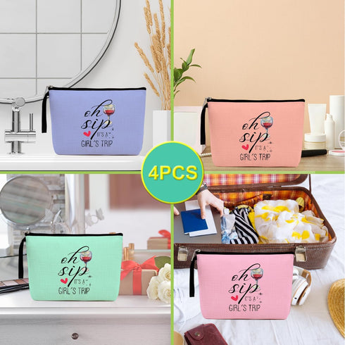 4Pcs Girls Trip Gifts Favors Weekend Bag Funny Makeup Bag Girls Weekend Gifts Friendship Gifts Weekender Bags for Women Girls Bridesmaid Cosmetic ...
