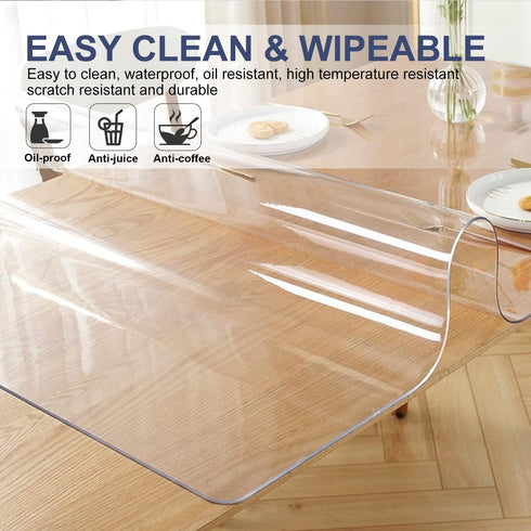 12x28 inch Clear Plastic Table Cover Protector Transparent Rectangular Tablecloth 1.5mm Thick Vinyl Desk Pad Protector Mat for Kitchen Countertop ...