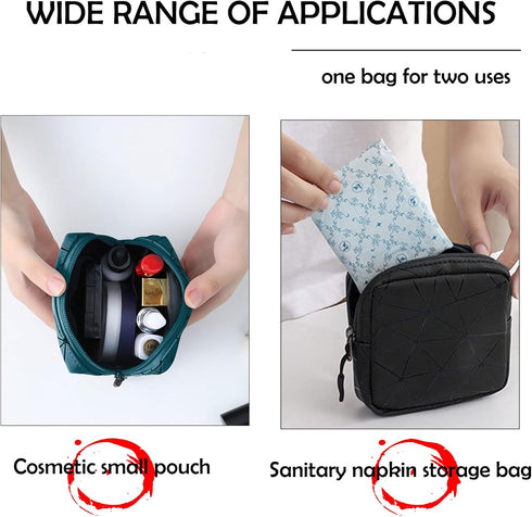 Sanitary Napkin Storage Bag,Leather Waterproof Feminine First Period Bag with Zipper for Teen Girls Women,Menstrual Cup Pouch,Small Makeup Pouch,W...