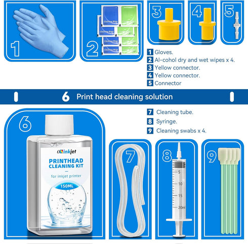 Printhead Cleaning Kit, 150ml Best Printer Cleaning Kit for Epson Printer Nozzle Cleaning, Print Head Cleaning Kit for HP Printer Head, Printer Cl...