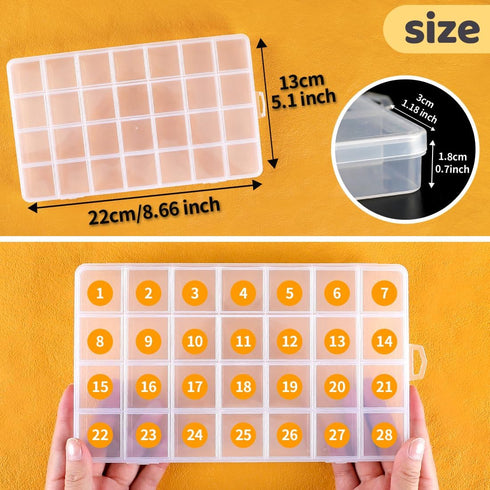 Eppingwin 28 Grids Bead Organizer, Craft Organizers and Storage, Acrylic Organizers, Plastic Bead Organizer Box for Crafts Organizing Storing...