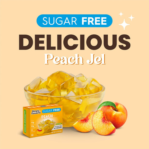 Simply Desserts Sugar-Free Peach Jel, 6-Pack – Vegan Dessert, Keto Snacks, Diabetic Friendly & Kosher, 1.7 Oz Ea...