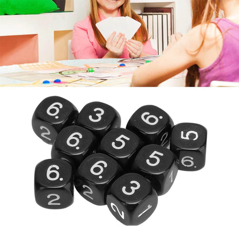 20Pcs Black 6 Sided Number Dice, Round Corner Polyhedral Dice, 16mm Polyhedral Dice Role Playing Dice for Numeral Teaching Board Games, DND RPG Wo...