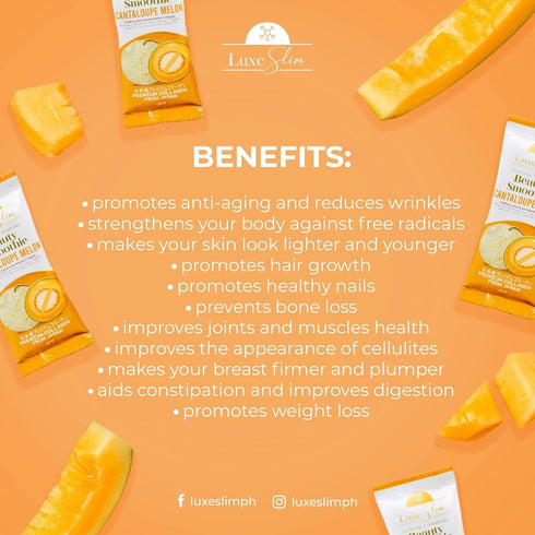 Beauty Smoothie Cantaloupe Melon, 80,000mg Hydrolyzed Marine Collagen, 21gx10 Sachets, 7.4075 Ounce...