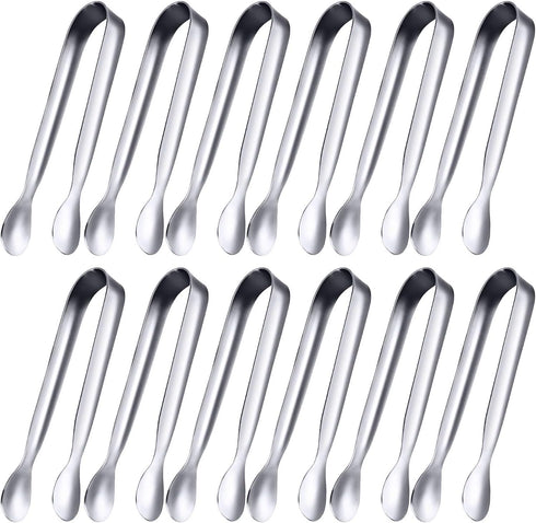 Gejoy 12 Pieces Mini Tongs Stainless Steel Small Sugar Serving Tongs for Charcuterie Board Appetizers Dessert Serving Food Tiny Party Danish Candy...