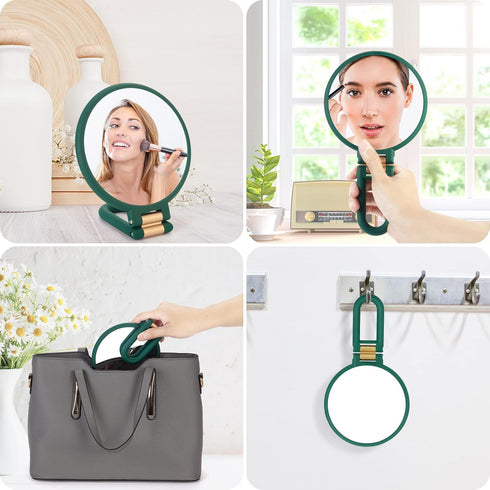 1x 30x Magnifying Travel Mirror, Hand Mirror with Handle - Double Side Hand Held Mirror with 1x30x Magnification & Foldable Handle, Portable Trave...