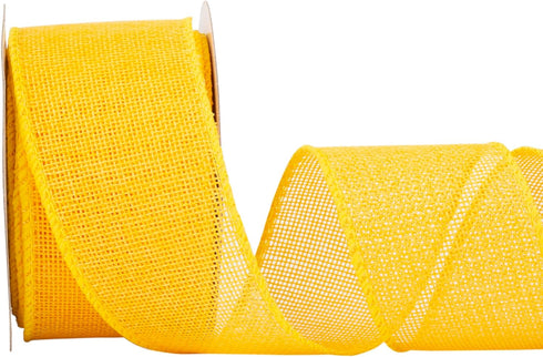10-Yard Yellow Burlap Ribbon Wired Burlap Ribbon - 2 Inch Width for Gift Wrapping, Floral Arrangements, Wreath Making, and Christmas Decor...