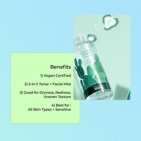 Yadah Cactus Toner 7.1 Fluid Ounce, Cruetly Free Prickly Pear Hypoallergenic Moisturizing Skin Care...