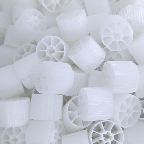 Moving Bed Bio Filter Media - 20mm, White, for Koi Ponds, Aquariums, Aquaculture, Aquaponics (100 pcs)...