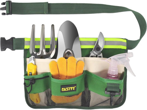 FASITE YL003F 7-POCKET Gardening Tools Belt Bags Garden Waist Bag Hanging Pouch, Green...