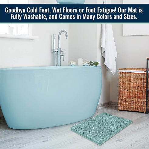 ITSOFT Plush Microfiber Non Slip Soft Bathroom Rug, Absorbent Machine Washable Chenille Bath Mat | Quick Dry Carpet, Great for Bath, Shower, Bedro...