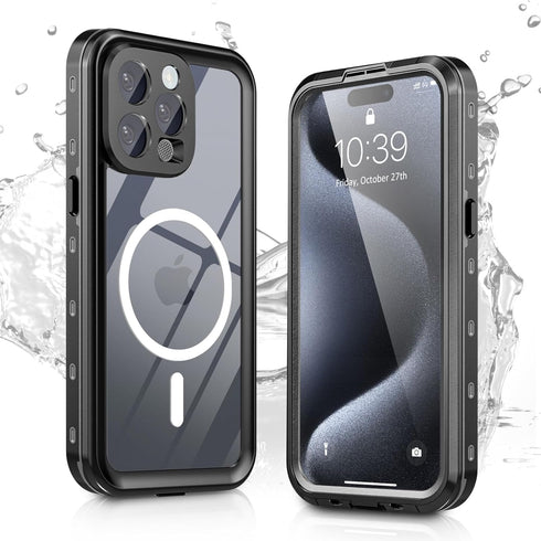 iPhone 15 Pro Max Case Waterproof, IP68 Waterproof Case for iPhone 15 Pro Max, iPhone 15 Pro Max Case with Kickstand, Impact Resistant TPU + PC Ca...