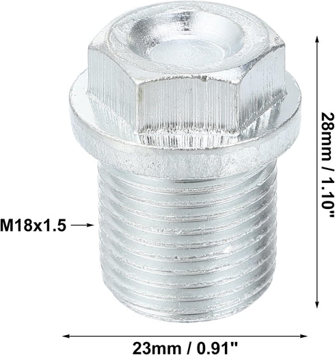 X AUTOHAUX 2 Pcs M18x1.5 Steel Engine Oil Drain Plug Screw with Seal Ring for Volvo XC60 XC90 S90 S70 C70 for Ford Focus Silver Tone...