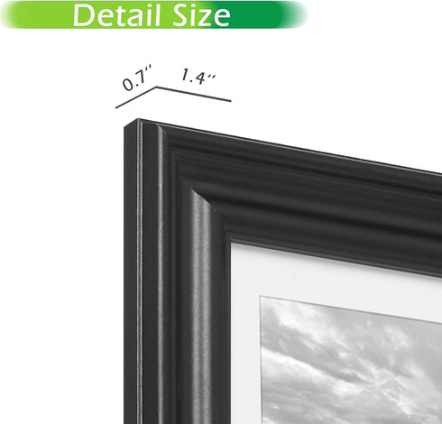FrameWorks - 2-Pack - 4” x 6” Black Wooden Picture Frames with Luxury Wide Molded Edges and Tempered Glass...