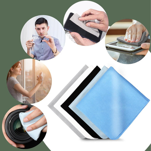 Extra Large Microfiber Cleaning Cloths Glasses Cleaning Cloth 12 x 12 Inch for Eyeglasses Lens Glasses Reusable Eyeglass Cleaner Cloths(Color B)...